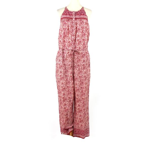 Faherty Adella Floral Sleeveless Jumpsuit Sun Up Block Pink Floral Racerback NEW - Picture 2 of 6